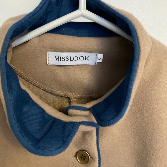 MissLook small, beige and teal blazer jacket - Picture 3 of 11